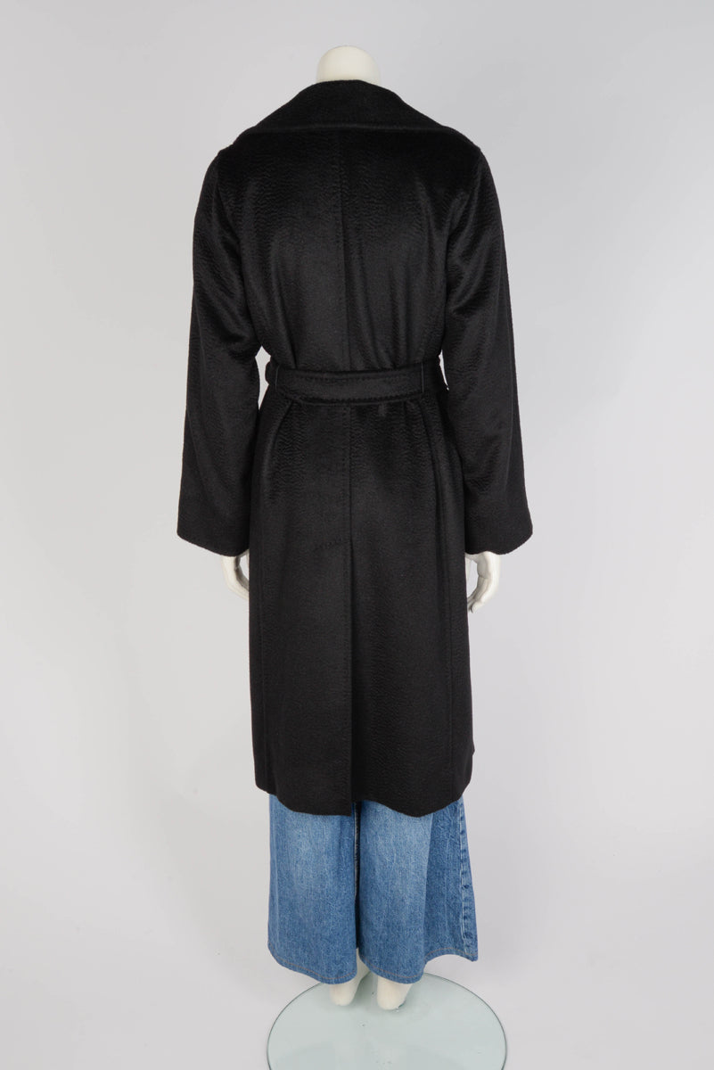 Max Mara Black Camel Wool Manuela Belted Coat IT 38