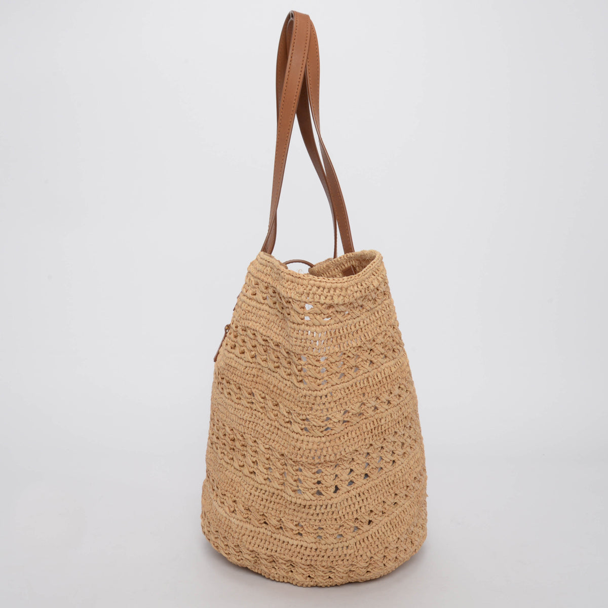 Saint Laurent Tan Raffia Medium Panier Basket Tote