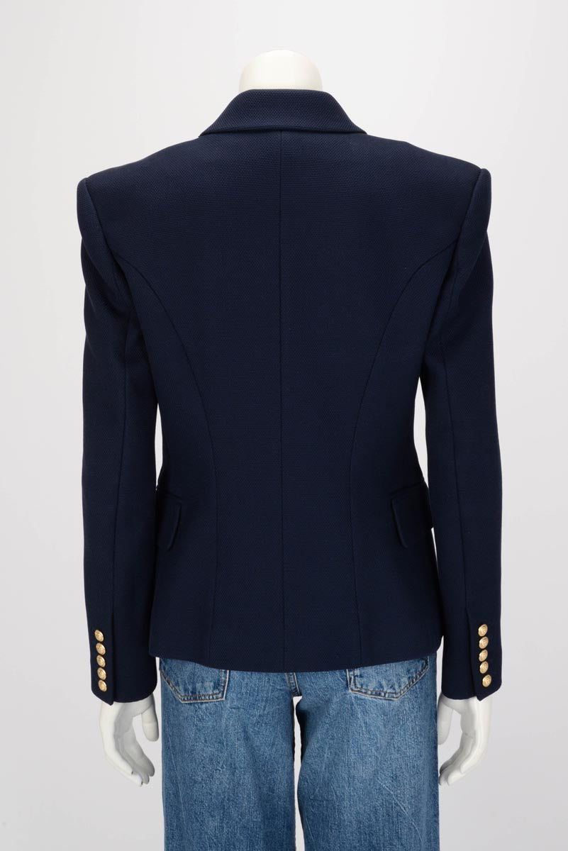 Balmain Navy Cotton Pique Classic DB Blazer FR 44
