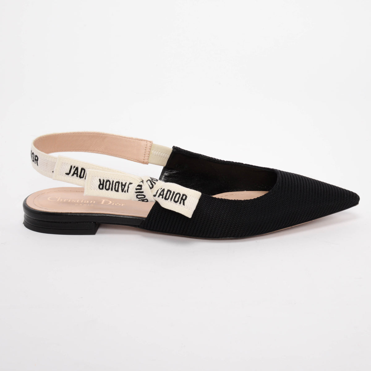 Dior Black Technical Fabric J'Adior Slingback Flats 38.5