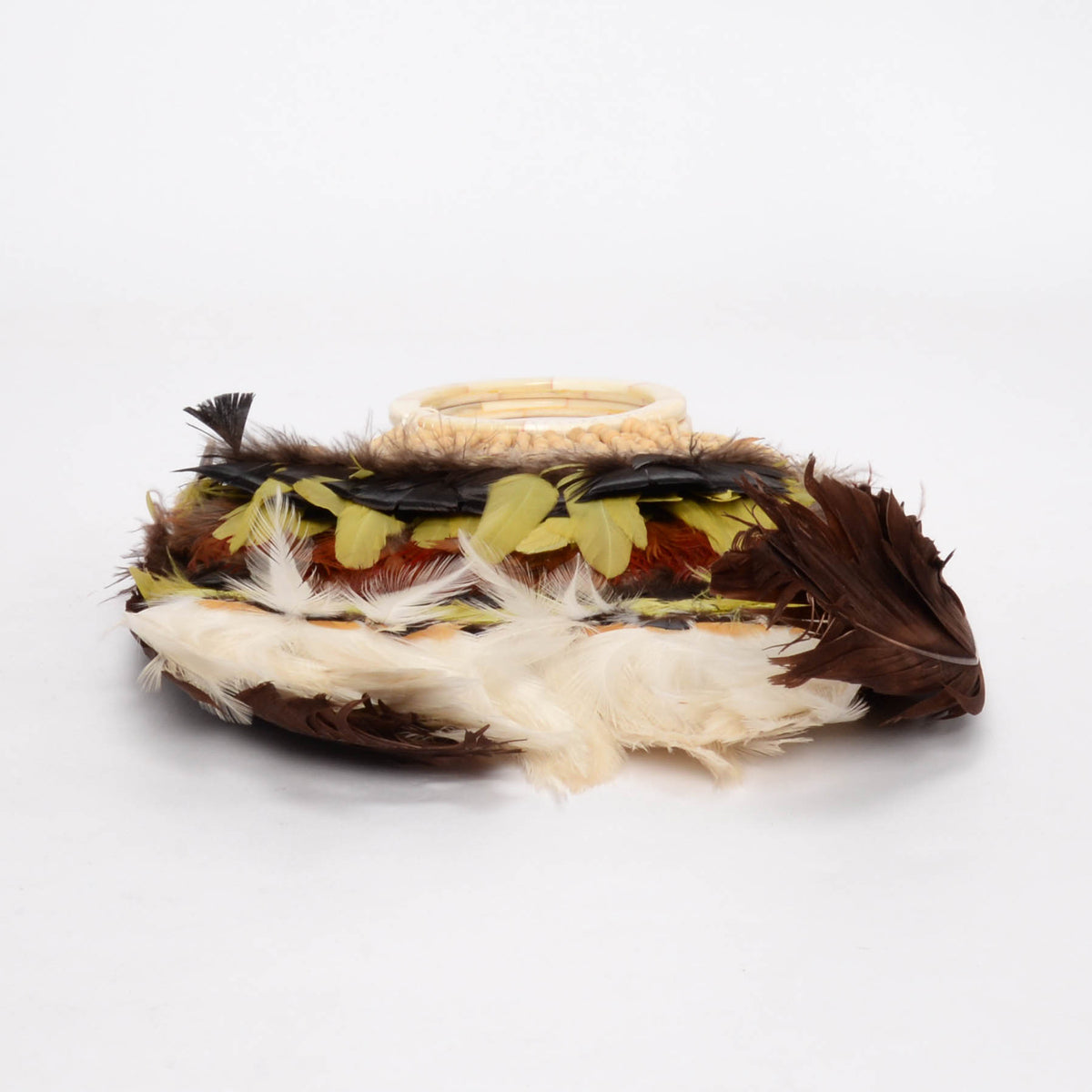 Alexander McQueen Brown Bead & Feather Embellished Irere Evening Bag
