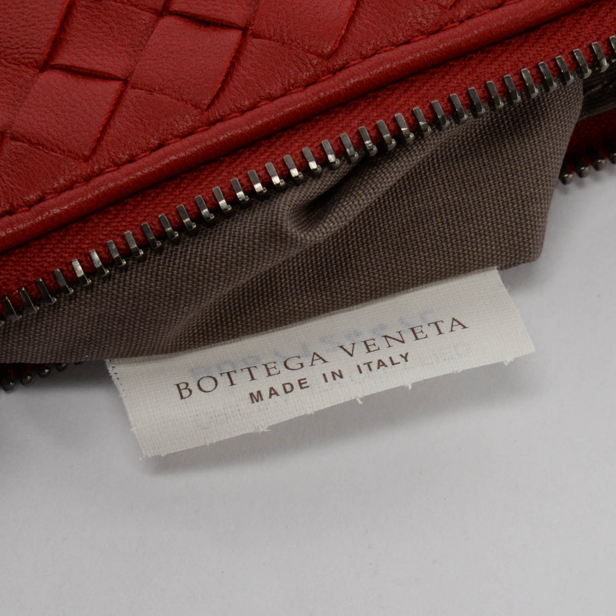 Bottega Veneta Red Intrecciato Zip Pouch