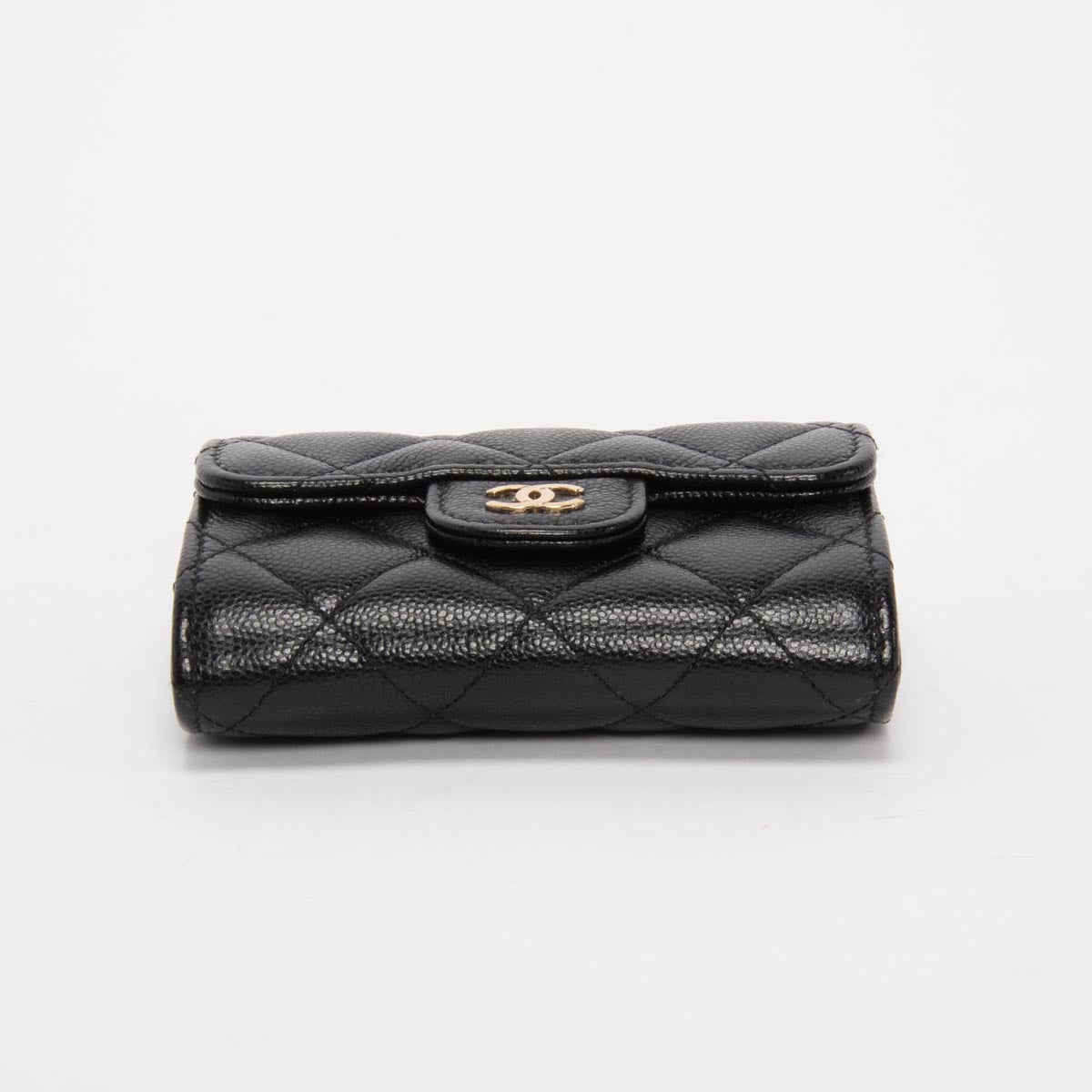 Chanel Black Quilted Caviar Classic Flap Card Holder