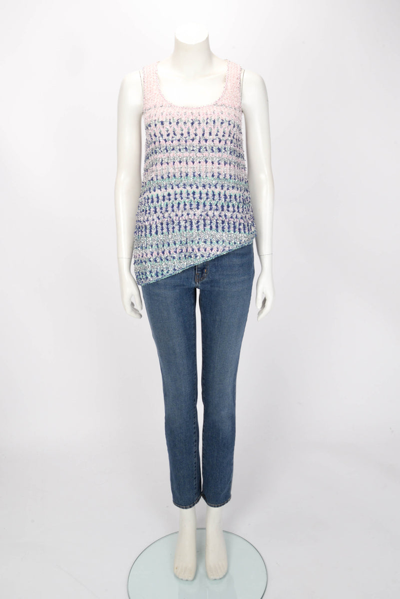 Chanel Pastel Tweed Asymmetric Top FR 34