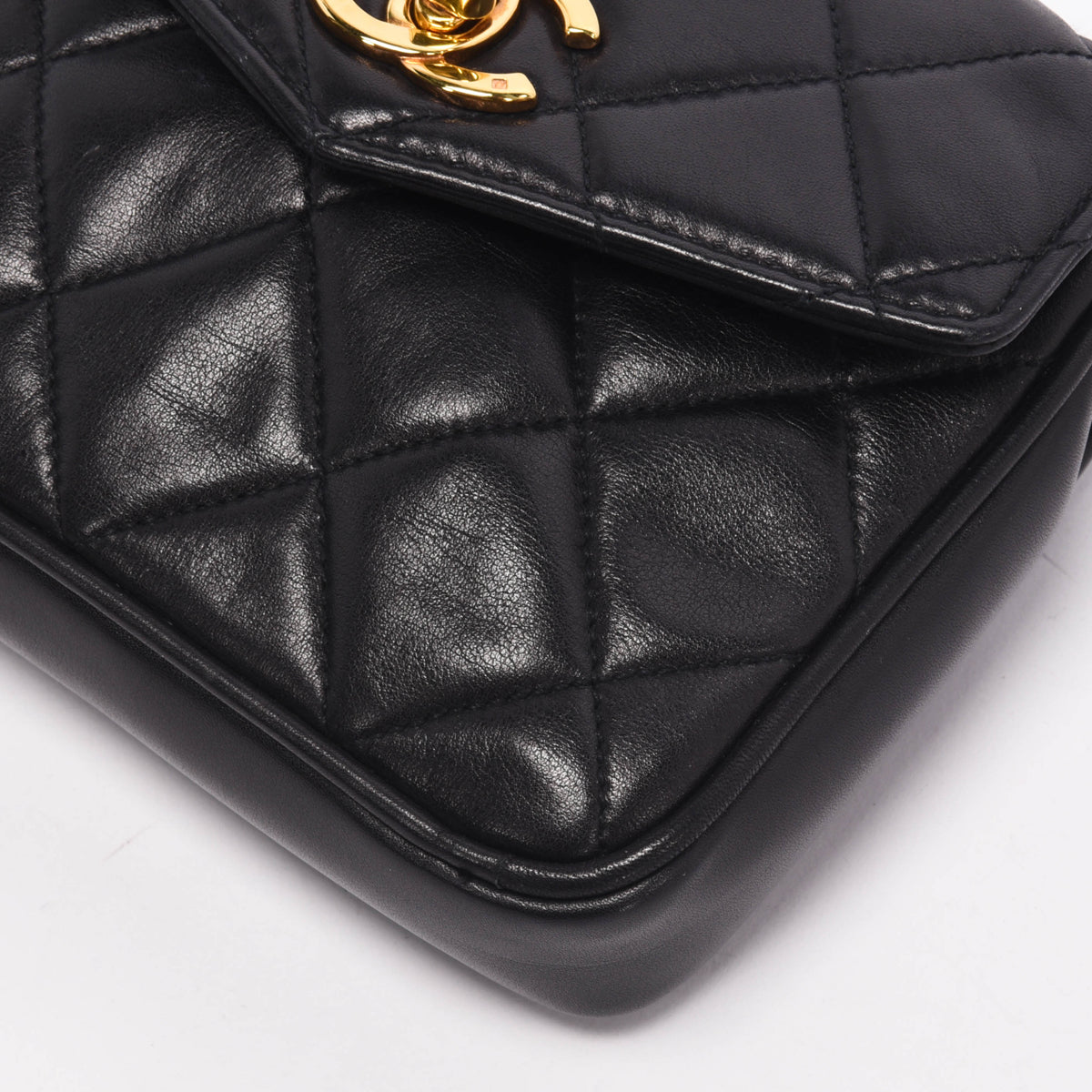 Chanel Vintage Black Quilted Lambskin Mini Belt Bag