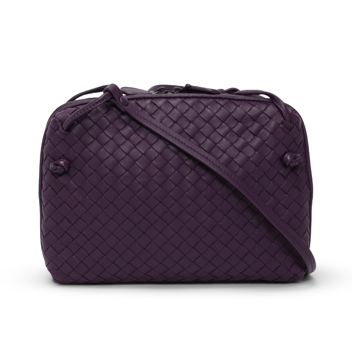 Bottega Veneta Purple Intrecciato Nodini Cross Body Bag