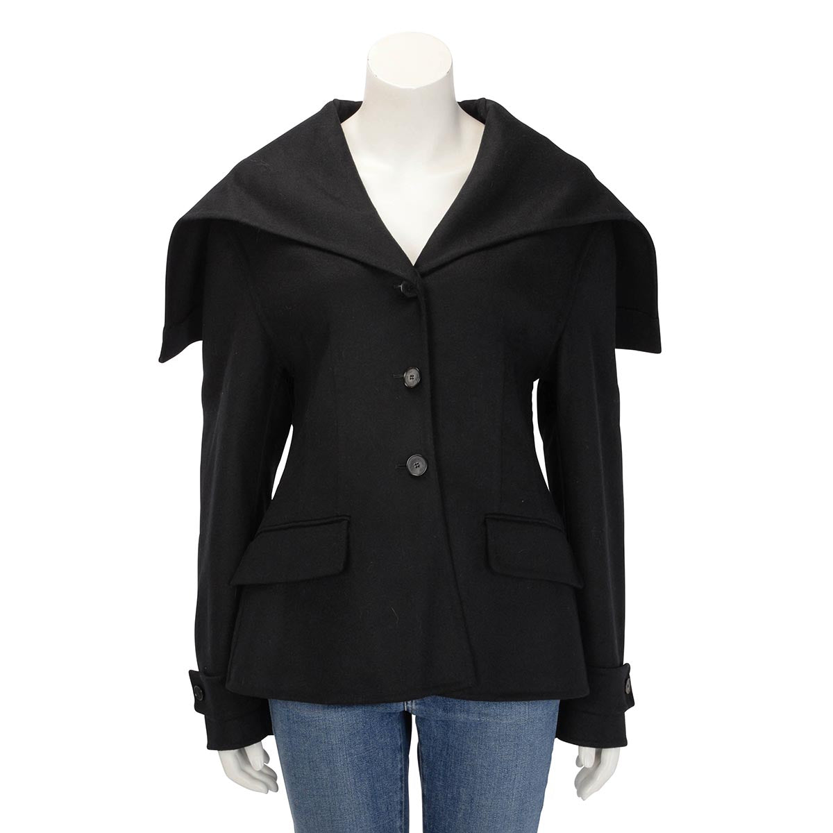 Dior Black Wool Sailor Collar Fitted Jacket FR 44