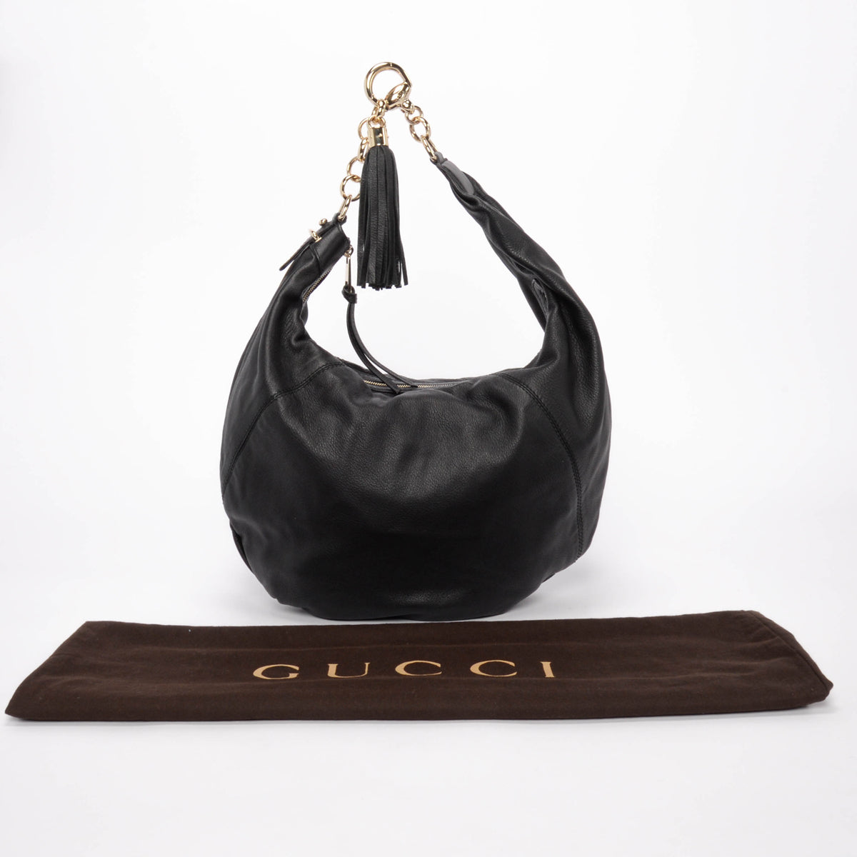 Gucci Black Calfskin Medium Sienna Hobo Bag