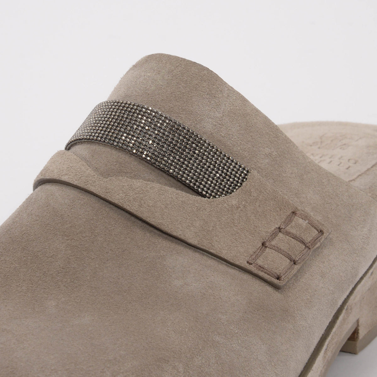 Brunello Cucinelli Grey Suede Monili Beaded Clogs 39.5