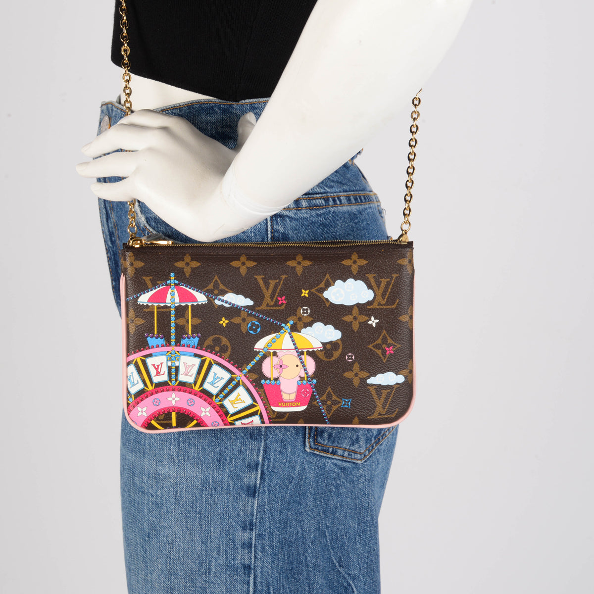 Louis Vuitton Monogram Big Wheel Double Zip Pochette