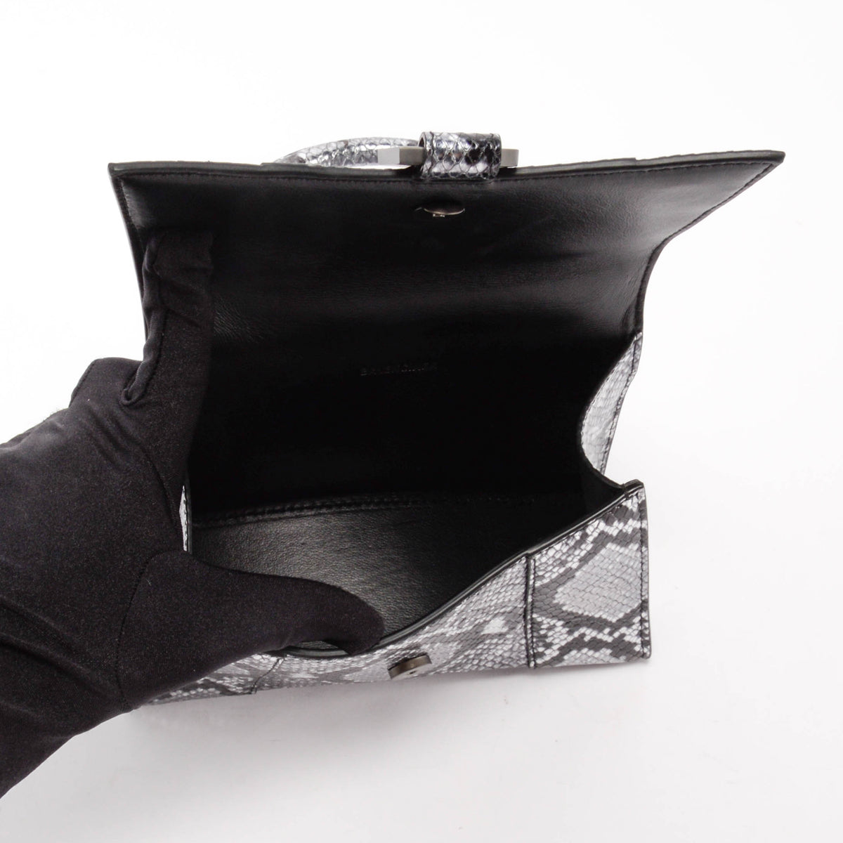 Balenciaga Silver Python Embossed Hourglass XS Bag