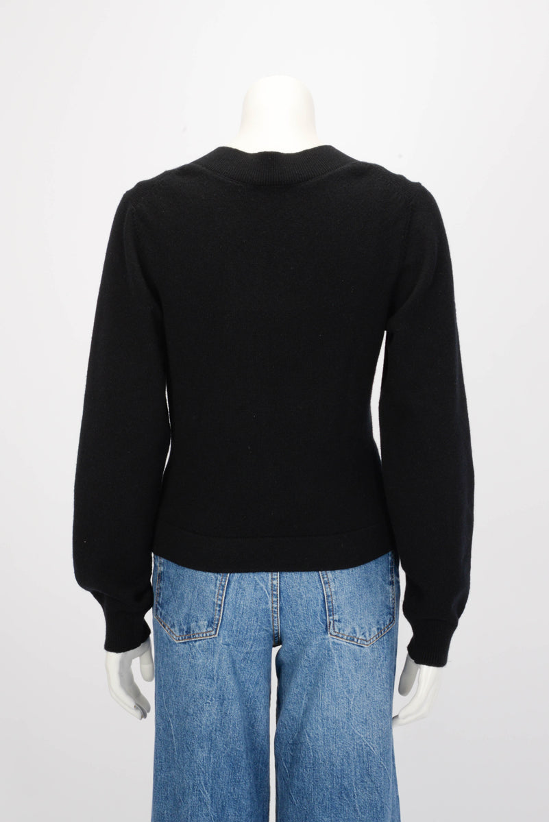 Chanel Black Cashmere Crystal Button Cardigan FR 40