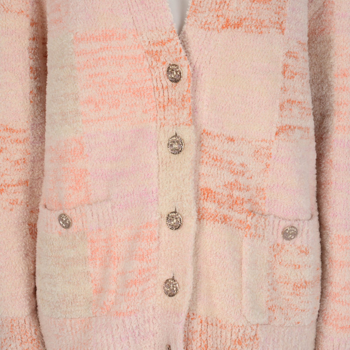 Chanel Pink Chenille Oversized Cardigan FR 36