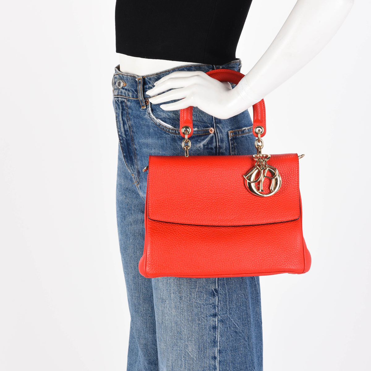 Dior Red & Navy Bullcalf Be Dior Small Flap Bag