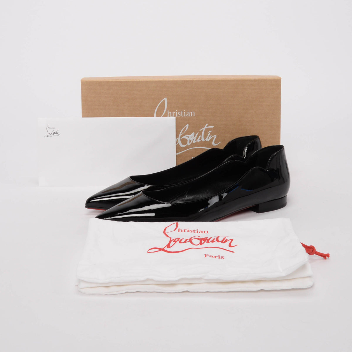 Christian Louboutin Black Patent Hot Chickita Flats 41