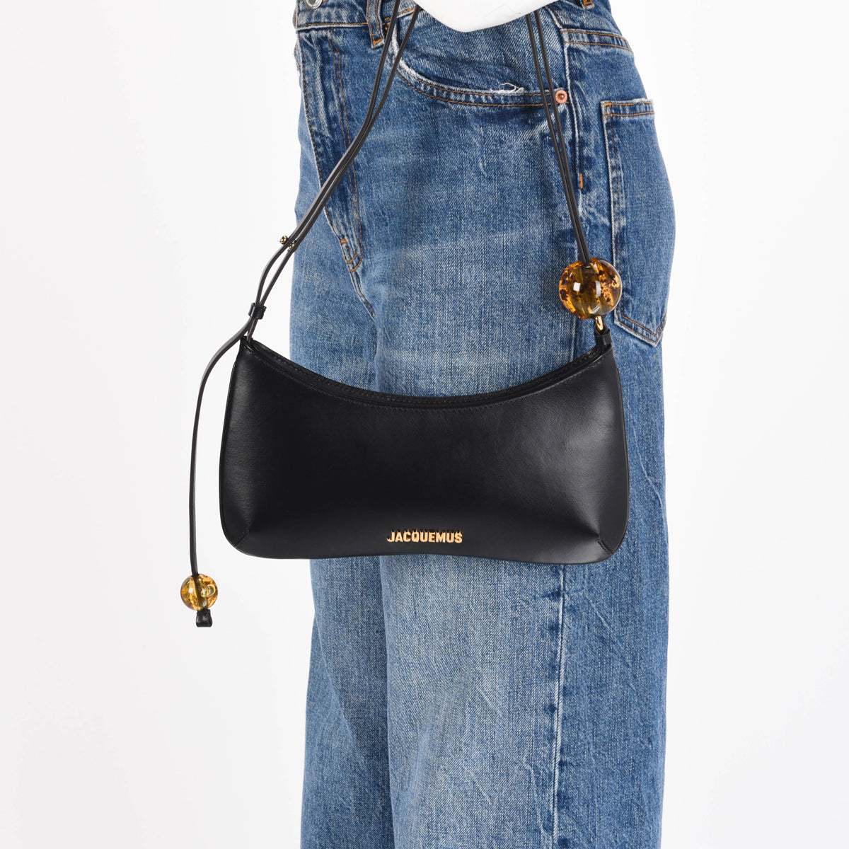 Jacquemus Black Calfskin Le Bisou Perle Bag