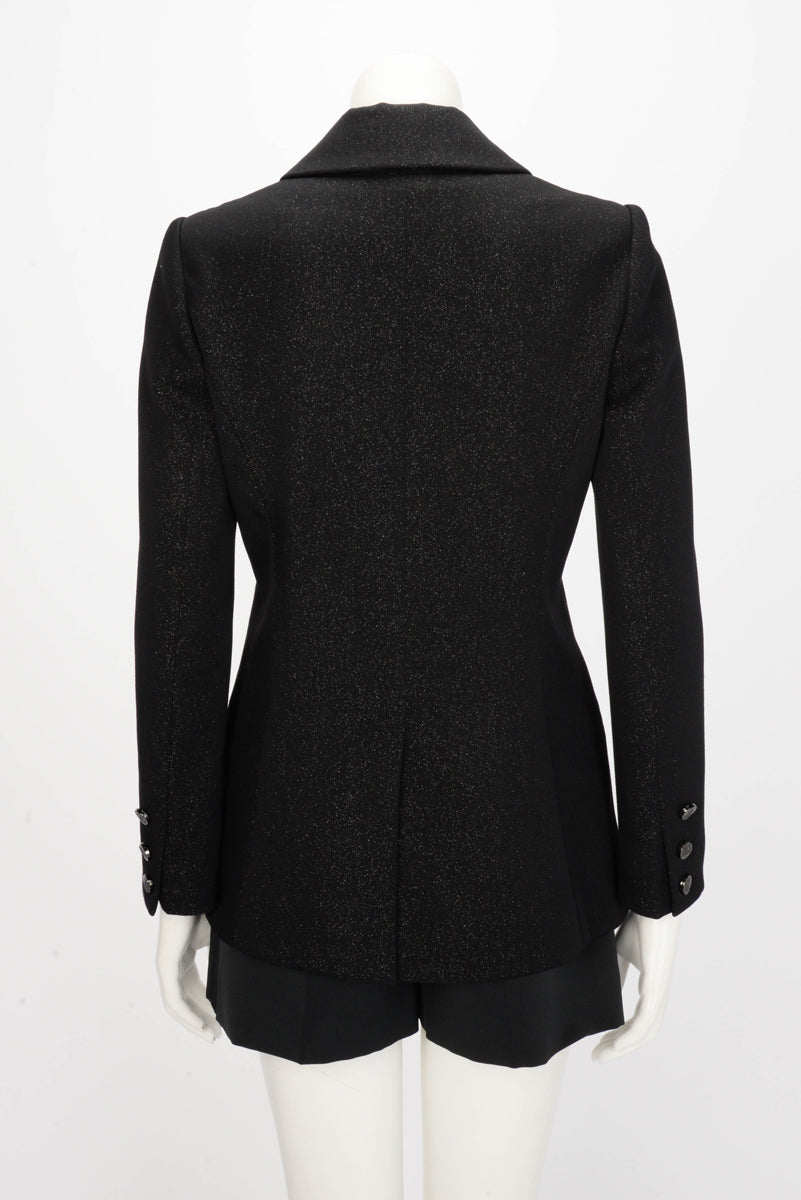 Chanel Black Lurex Tuxedo Style Jacket FR 38