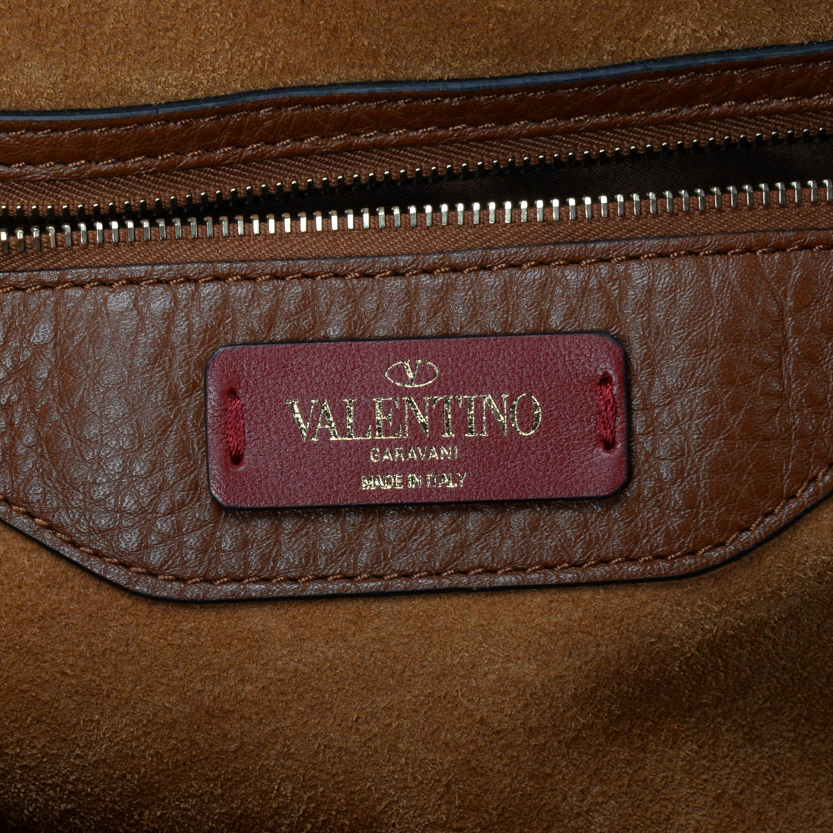 Valentino Tan Grainy Calfskin Rockstud Tote