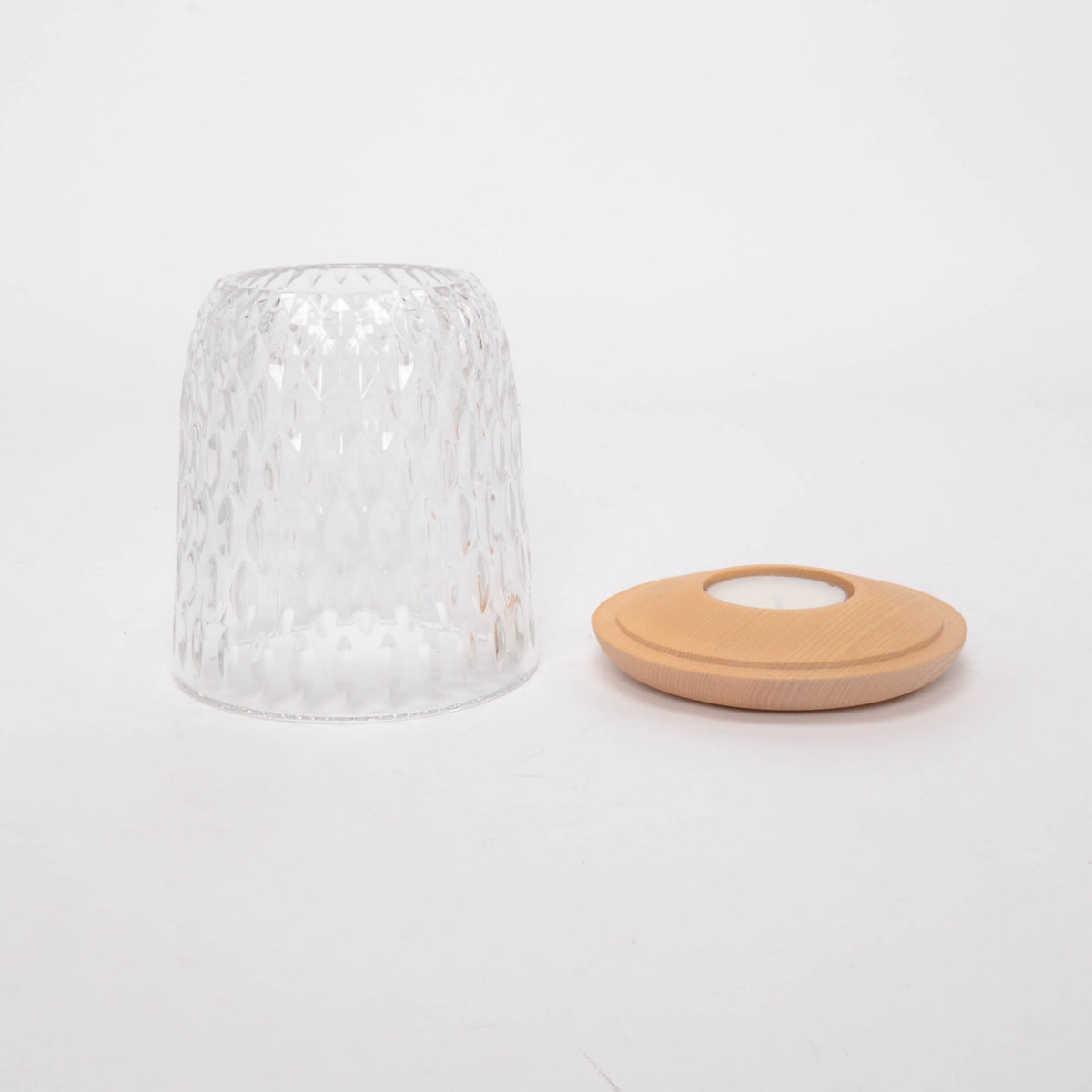 St Louis Crystal & Clear Wood Large Folia Photophore
