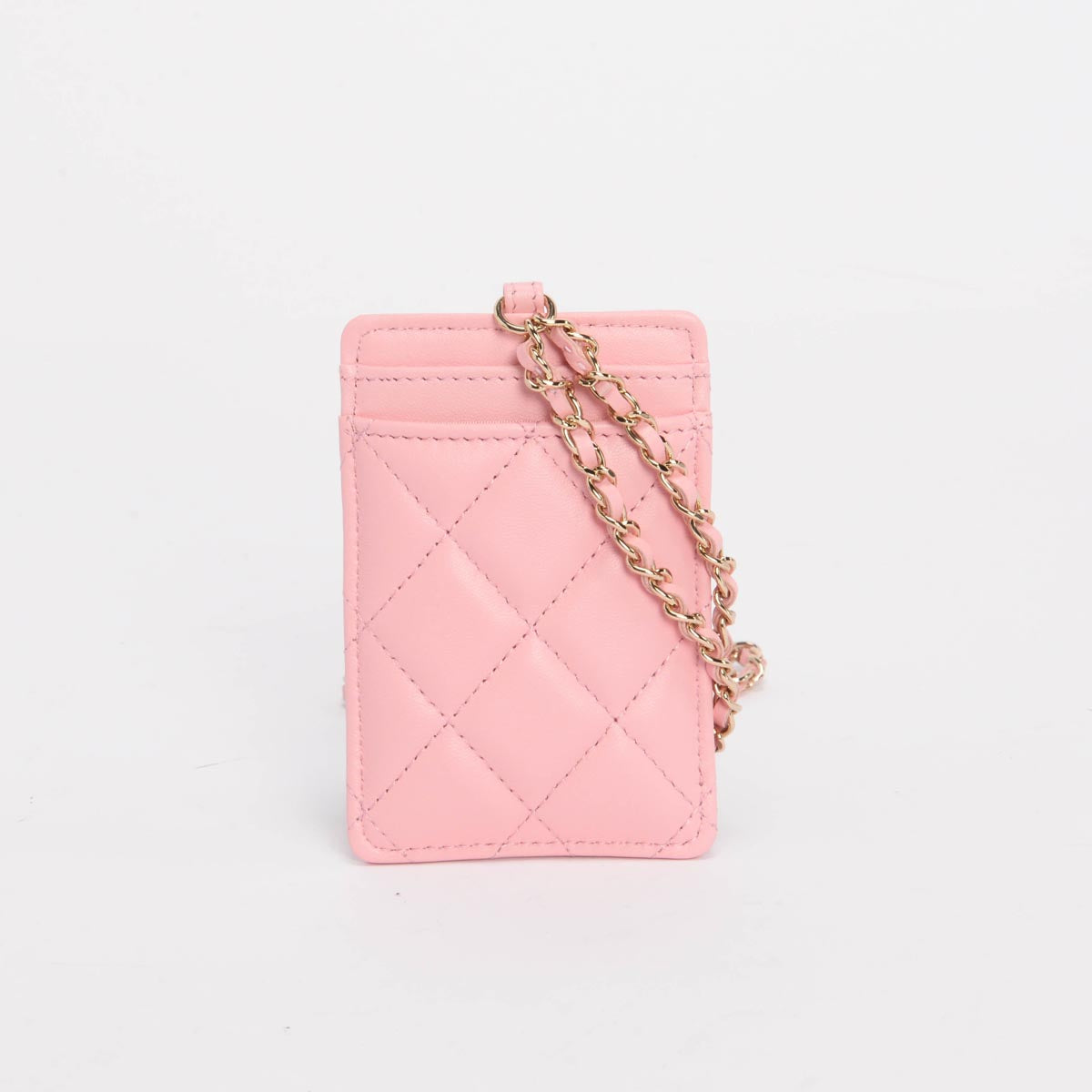 Chanel Pink Lambskin CC Chain Card Holder
