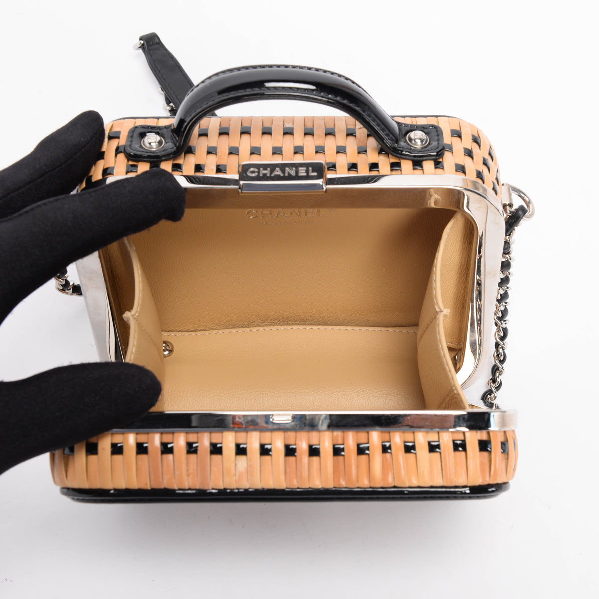 Chanel Natural Rattan Wicker Medium CC Filigree Vanity Case