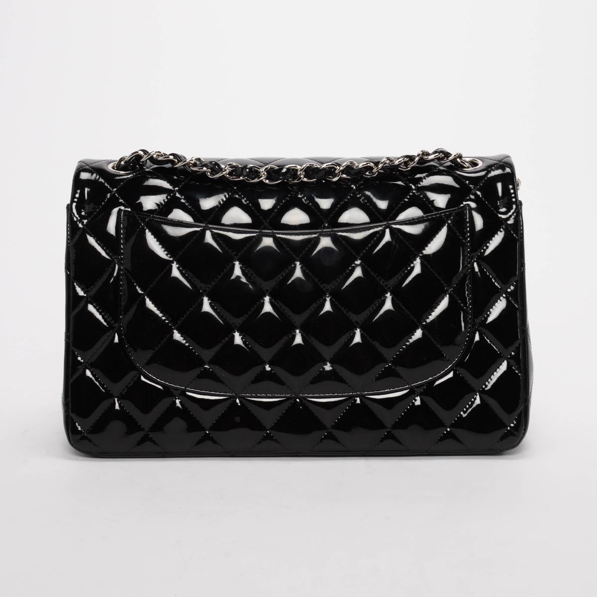 Chanel Black Quilted Patent Large Double Flap Bag