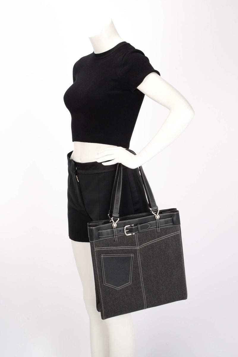 Dior Black Denim & Calfskin Belt Everyday Bag