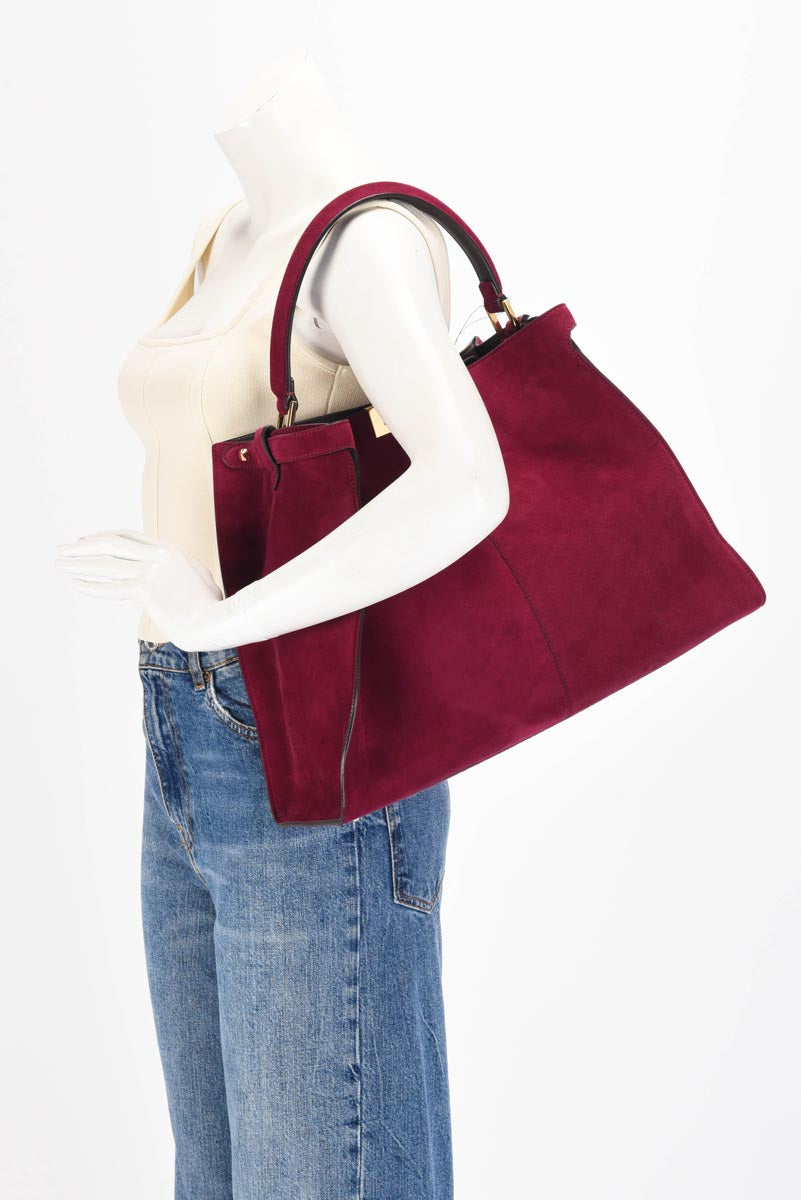 Fendi Cyclamen Suede Peekaboo X-Lite Large Tote