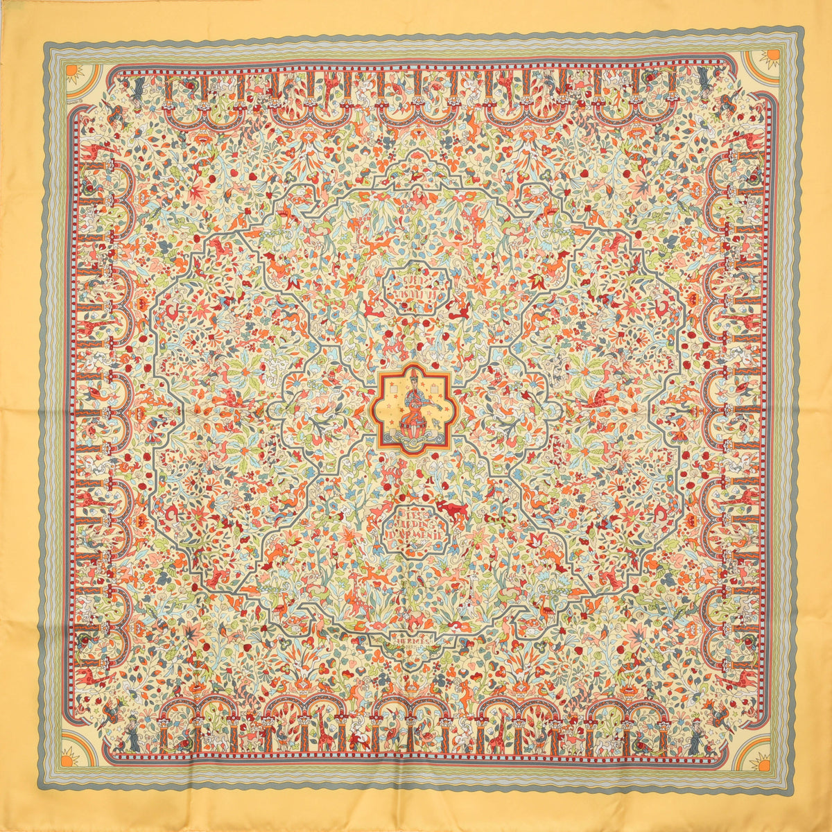 Hermes Yellow Silk Les Jardins D'Armenie Scarf
