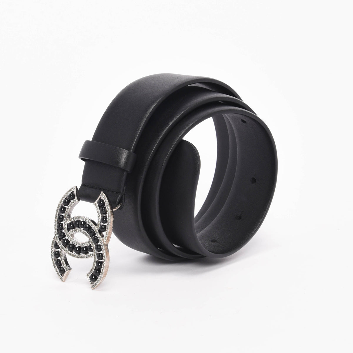 Chanel Black Lambskin Black Pearl CC Belt