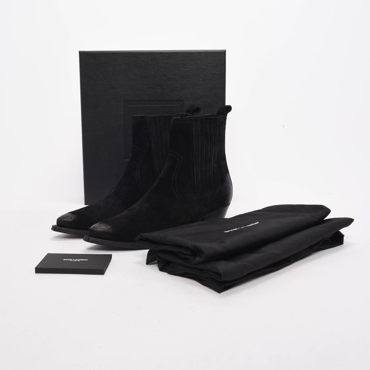 Saint Laurent Black Burnished Suede Lukas 40 Boots 40