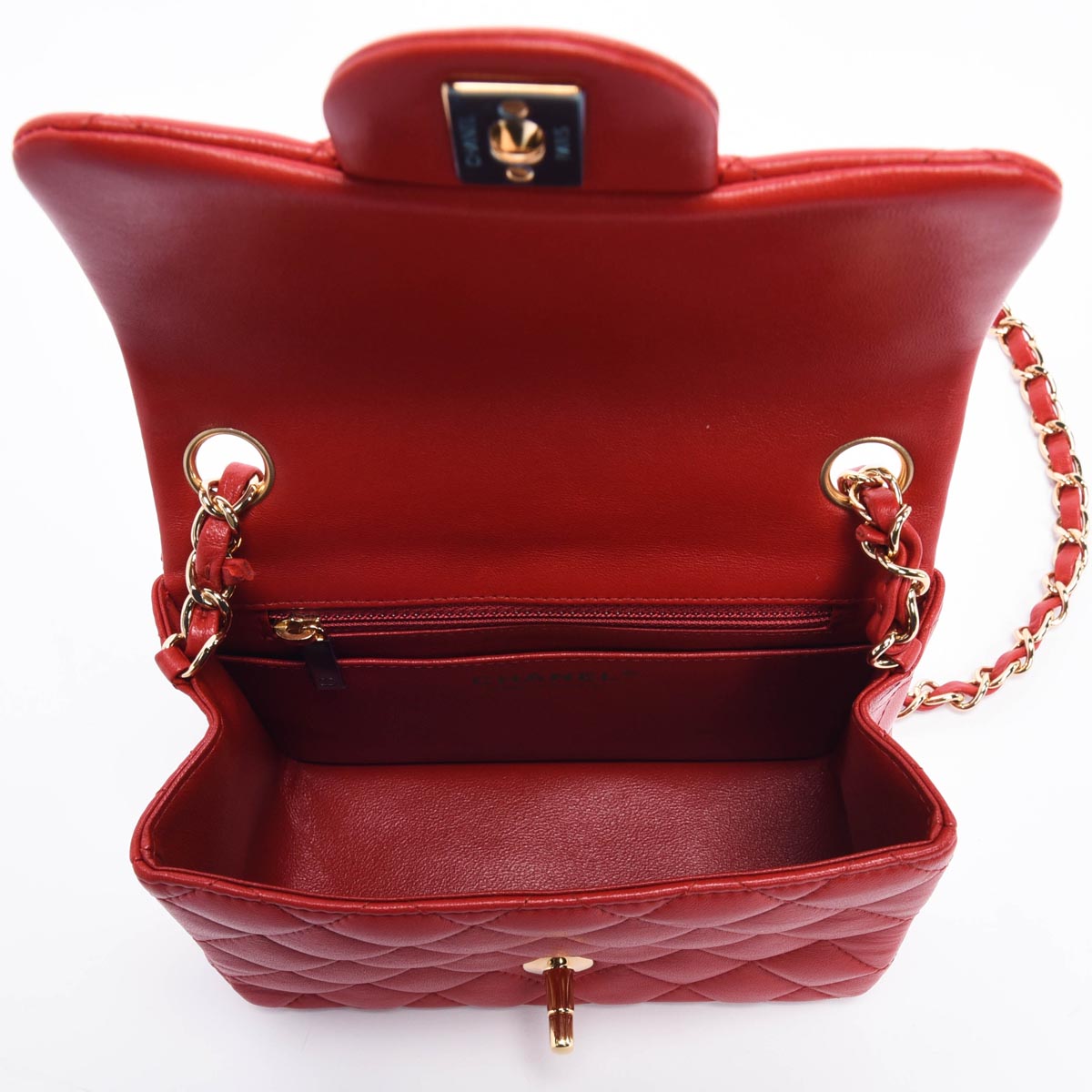 Chanel Red Quilted Lambskin Mini Flap Bag