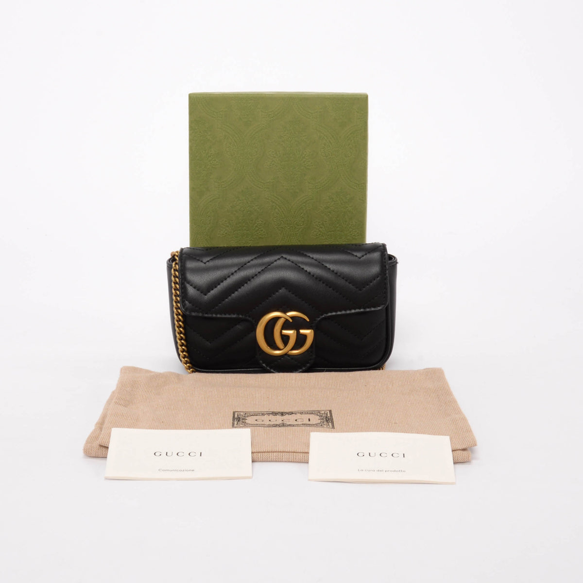 Gucci Black Matelasse GG Marmont Super Mini Bag