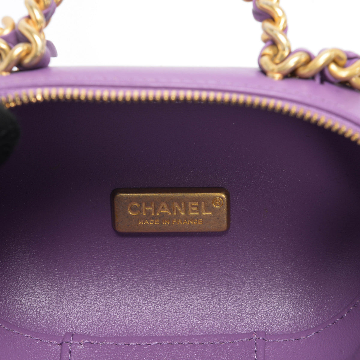 Chanel Purple Quilted Lambskin CC Bubble Vanity Case