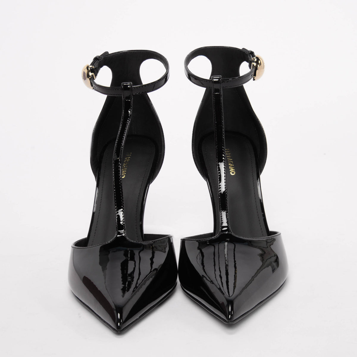 Ferragamo Black Patent Odette 85 Pumps 8.5