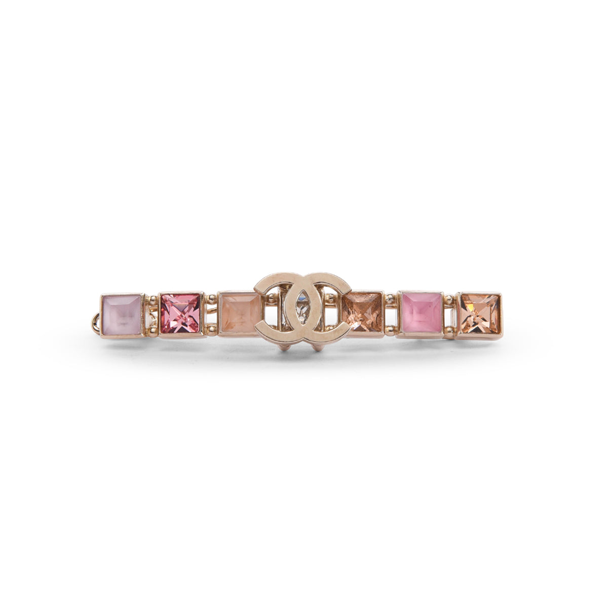 Chanel Gold & Pink Crystal CC Hair Clip