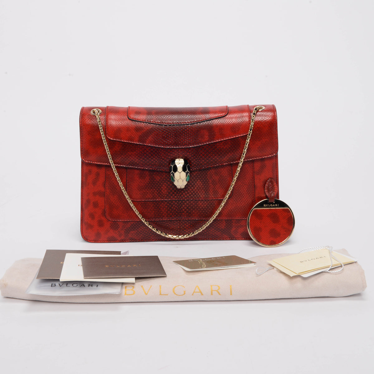 Bulgari Carmine Red Karung Medium Serpenti Forever Bag
