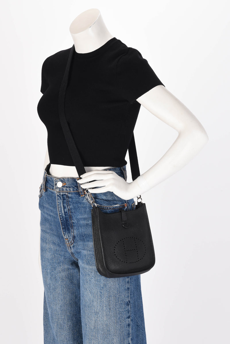 Hermes Black Clemence Evelyne TPM Bag