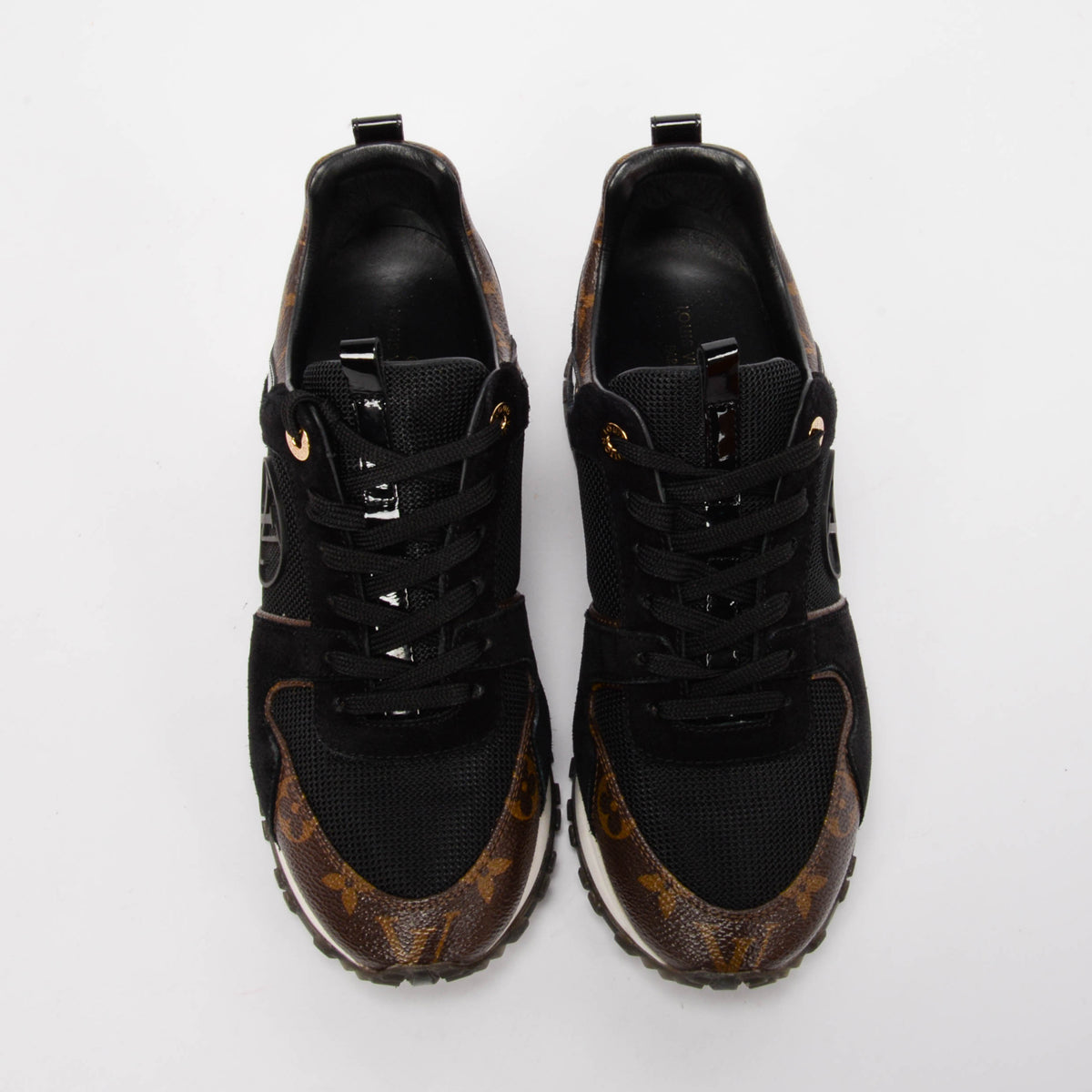 Louis Vuitton Black Suede & Monogram Run Away Sneakers 38