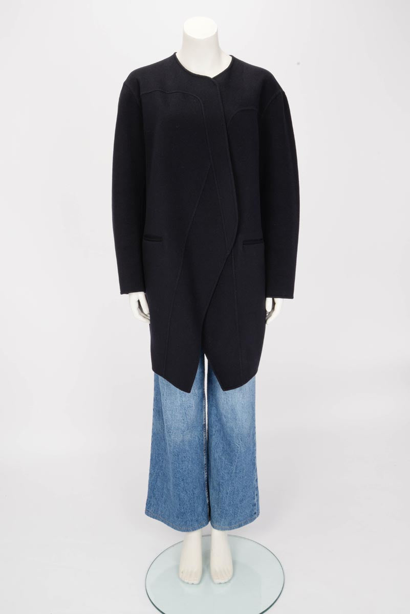 Celine Black Wool & Cashmere Unstructured Coat FR 40