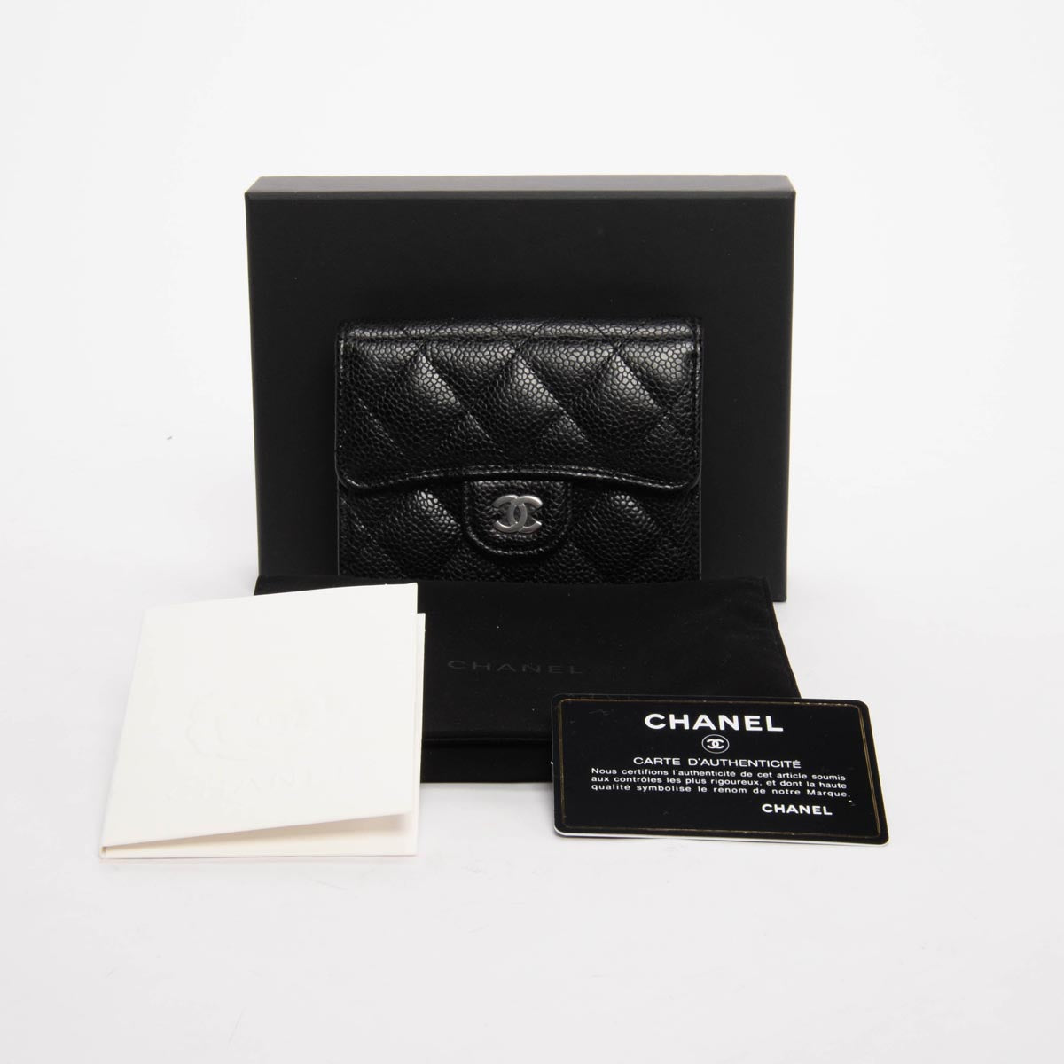Chanel Black Quilted Caviar Small Classic Flap Wallet