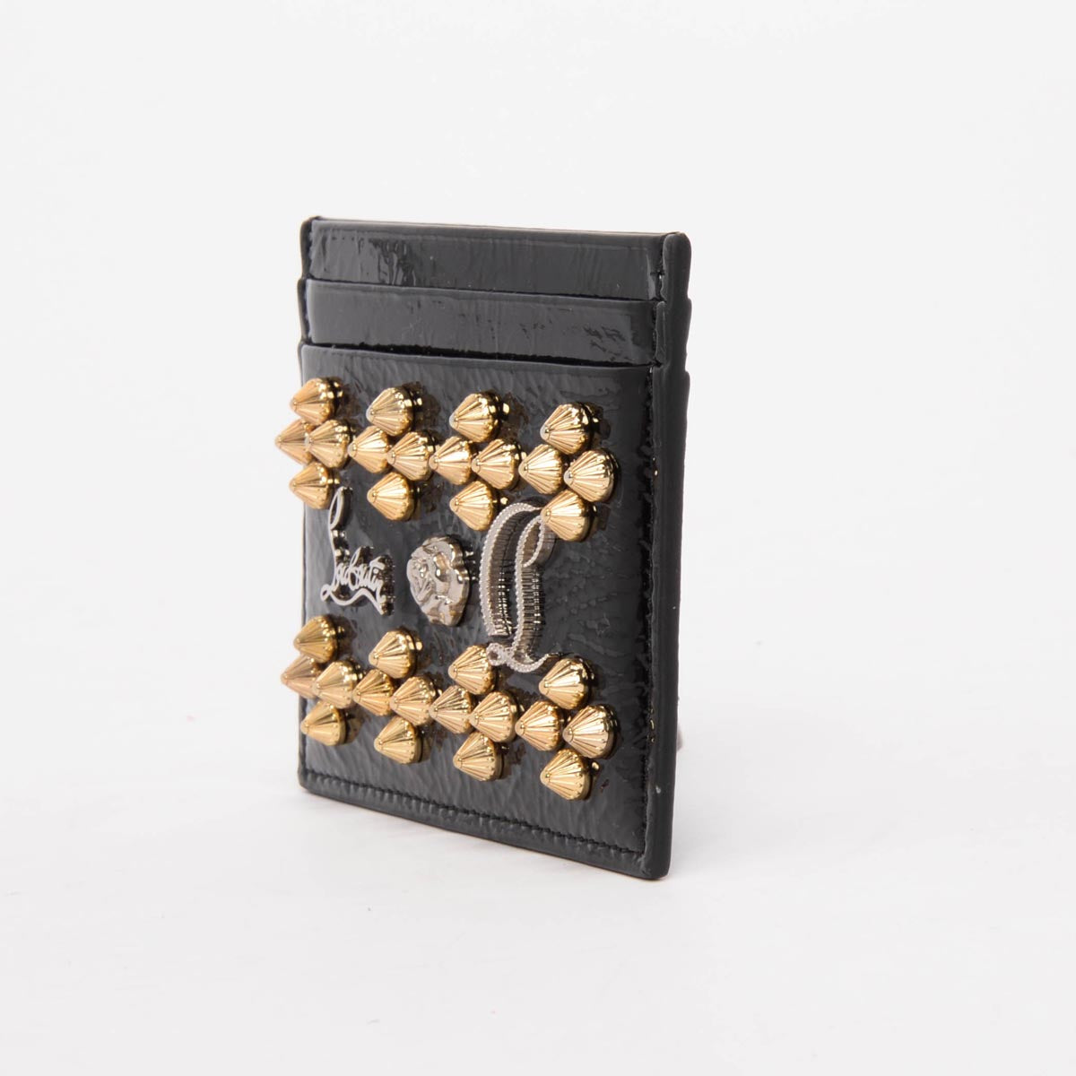 Christian Louboutin Black Patent Studded Card Holder