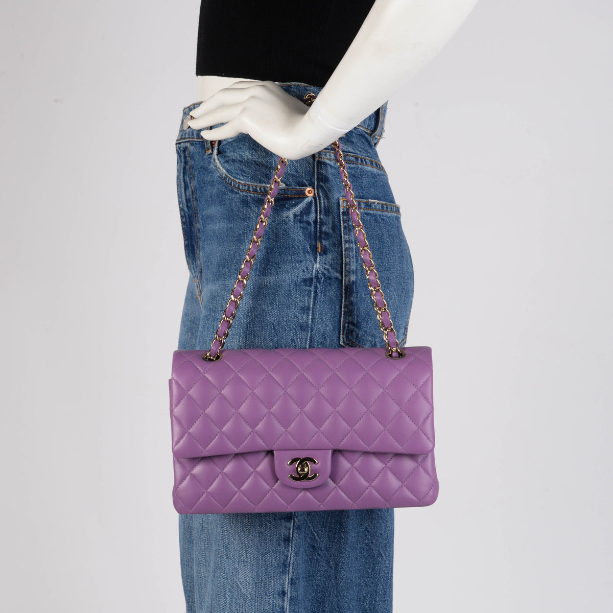 Chanel Purple Quilted Lambskin Medium Classic Flap Bag