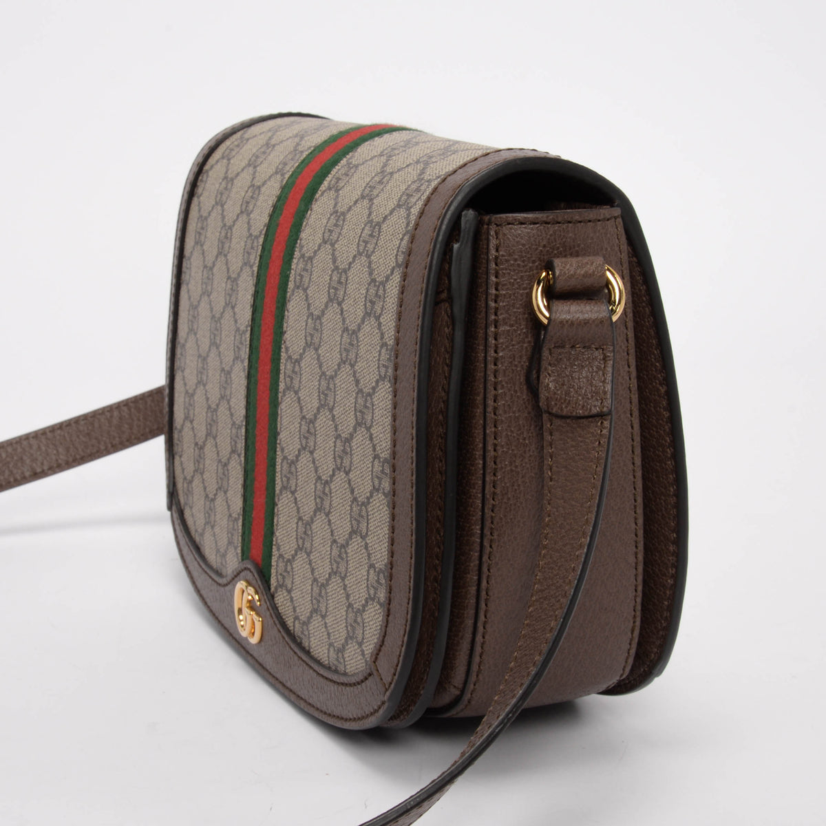 Gucci Brown GG Supreme Ophidia Small Flap Bag