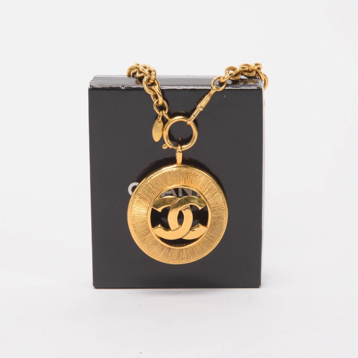 Chanel Vintage Gold Sunburst CC Medallion Necklace