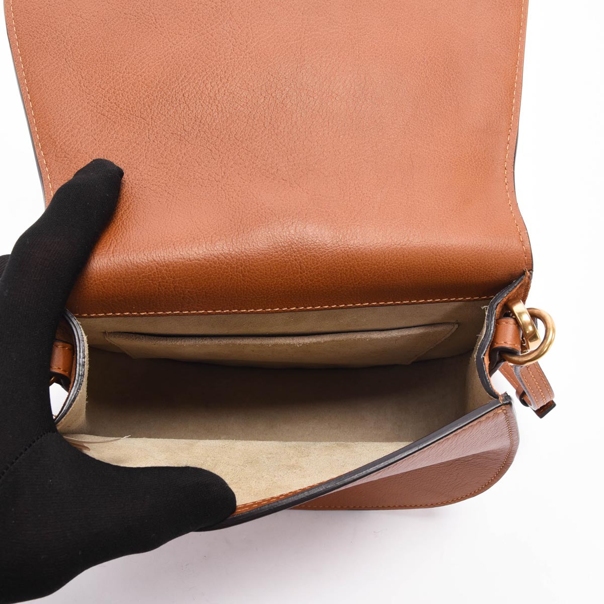 Chloe Tan Calfskin & Suede Medium Nile Bracelet Bag