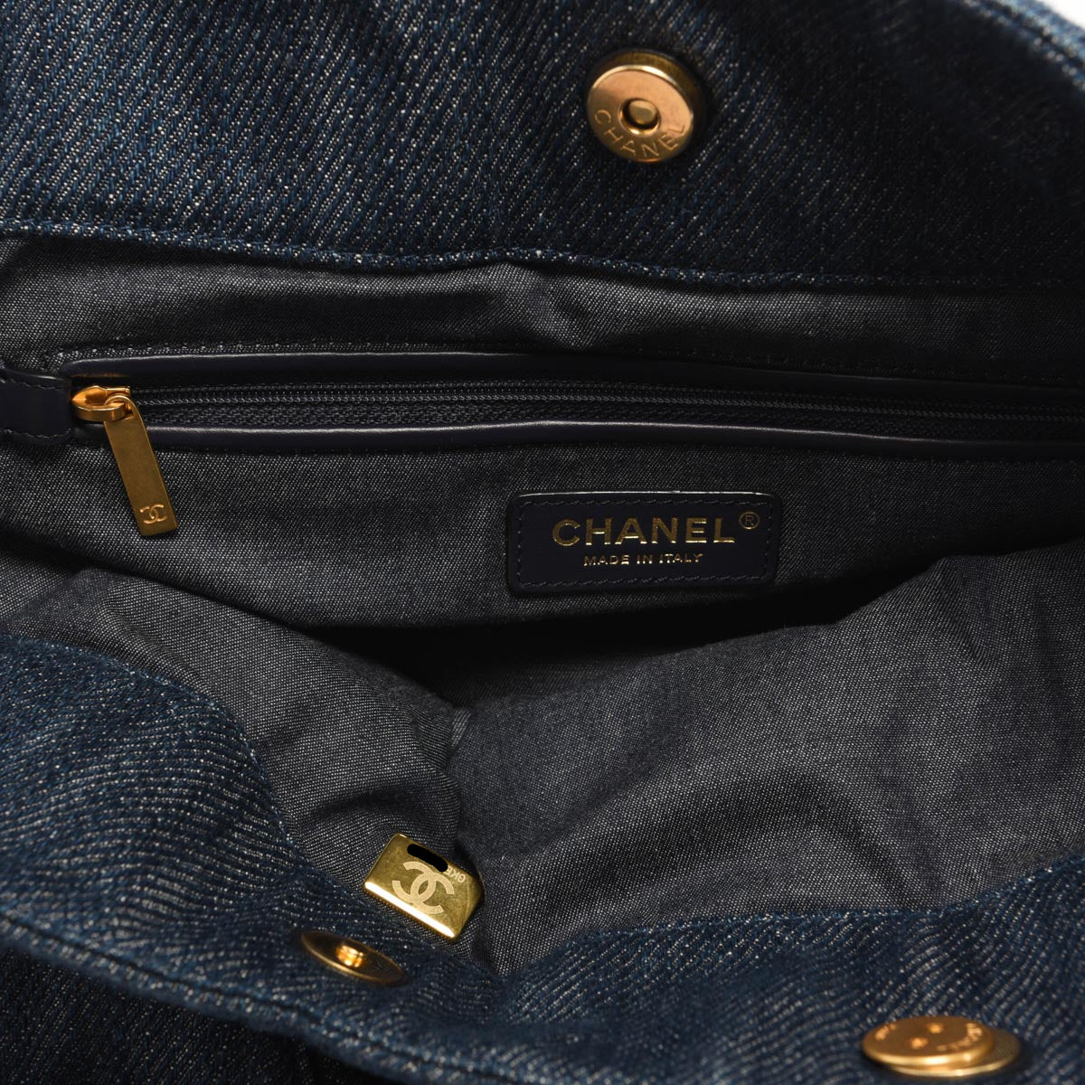 Chanel Two Tone Denim Large CC Shopping Tote
