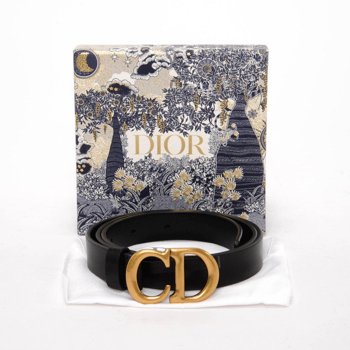 Dior Black Ultrasoft Calfskin Saddle Belt