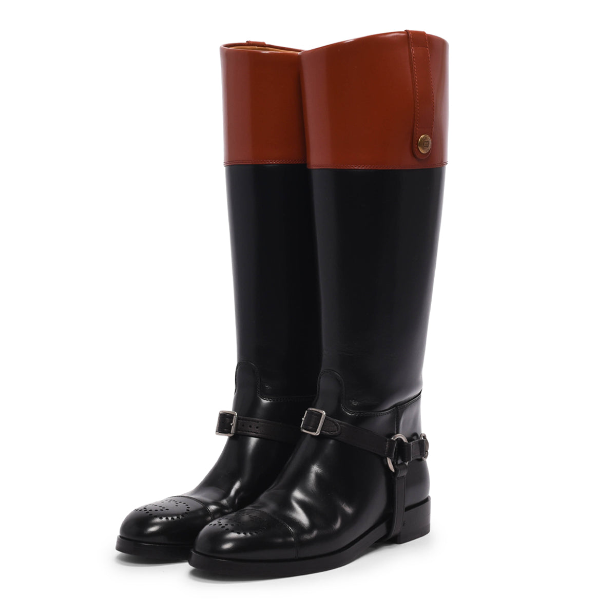 Gucci Black & Amber Calfskin Zelda Harness Boots 36.5
