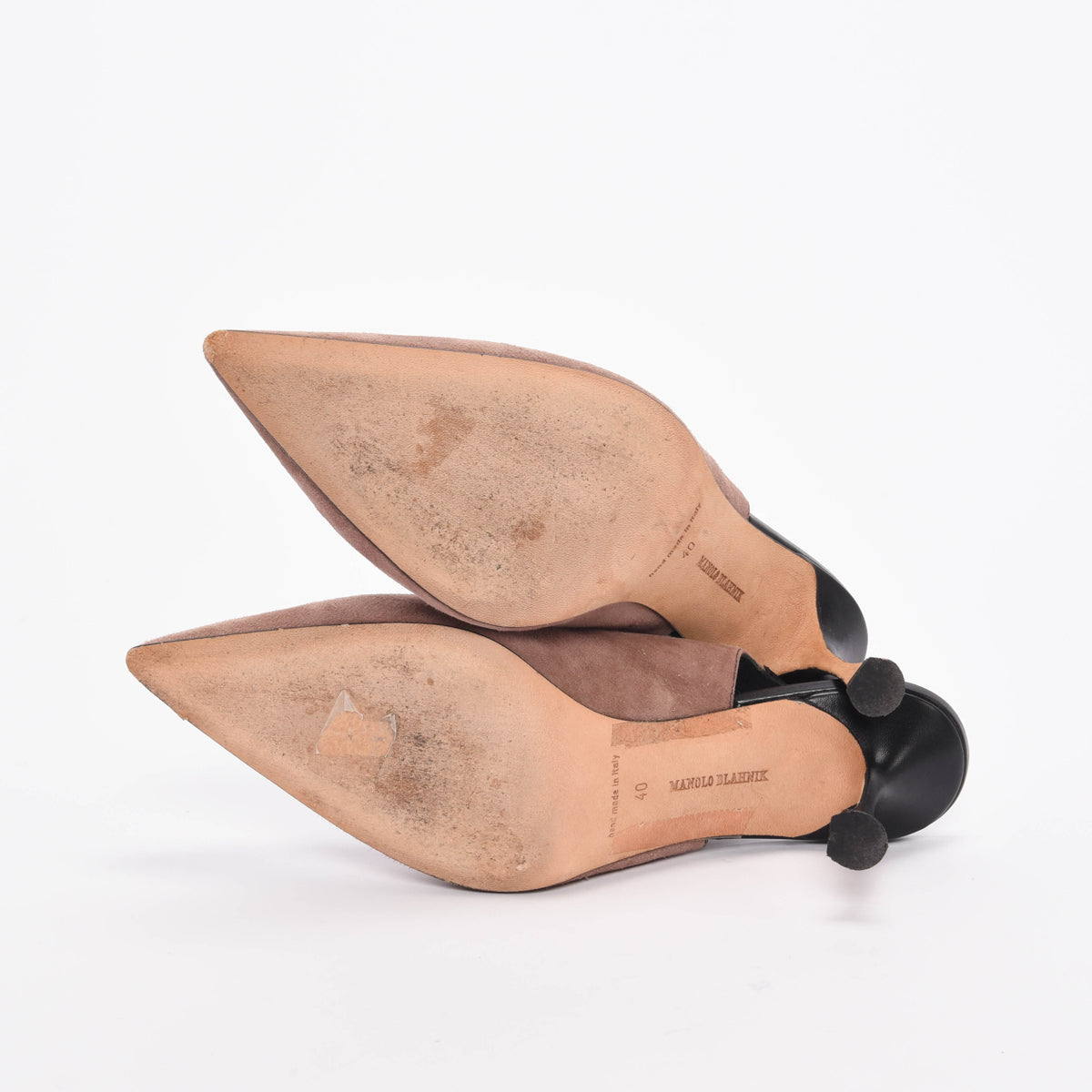 Manolo Blahnik Taupe Suede Slingback Pumps 40